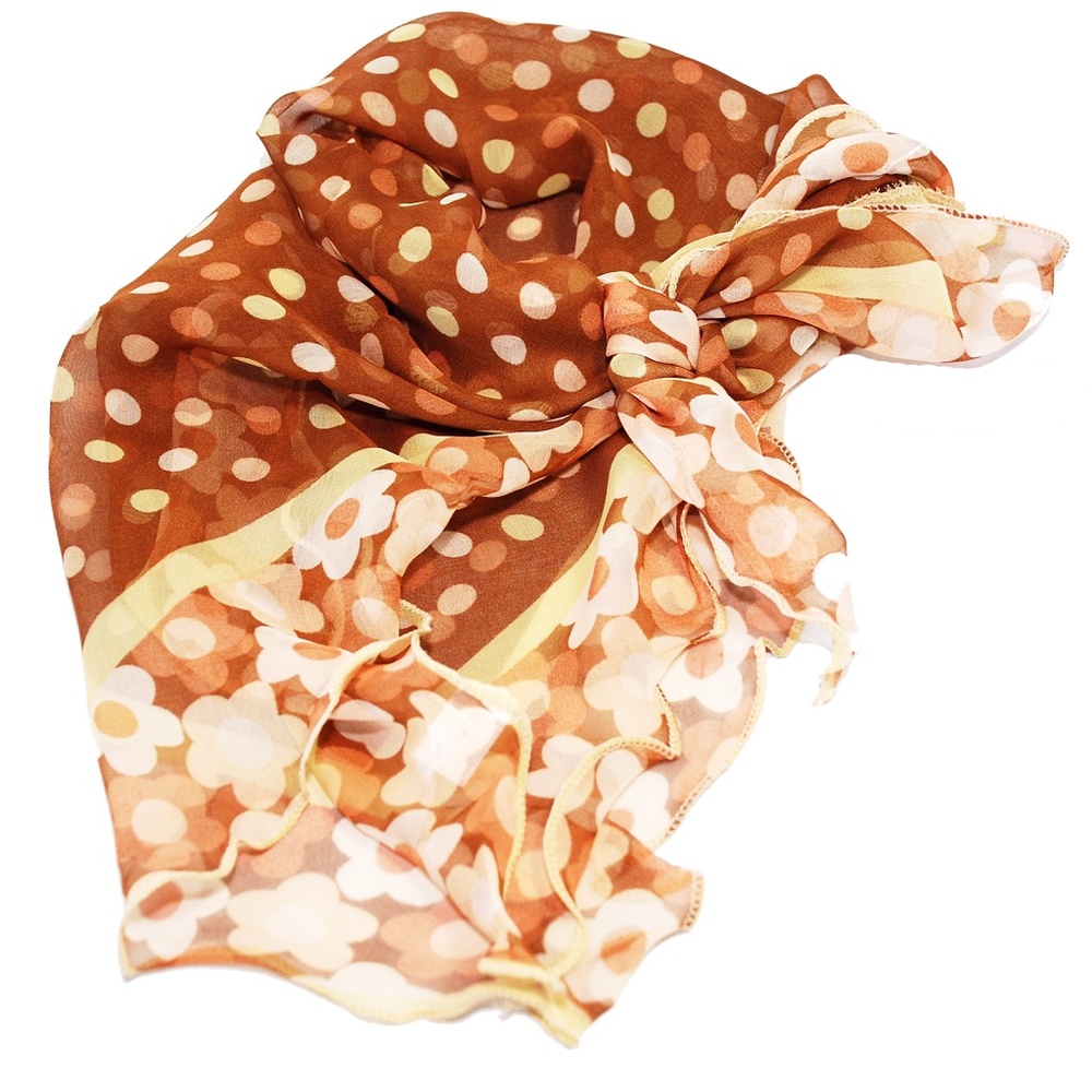 Brown Daytona Ruffle Edge Scarf 40% Silk